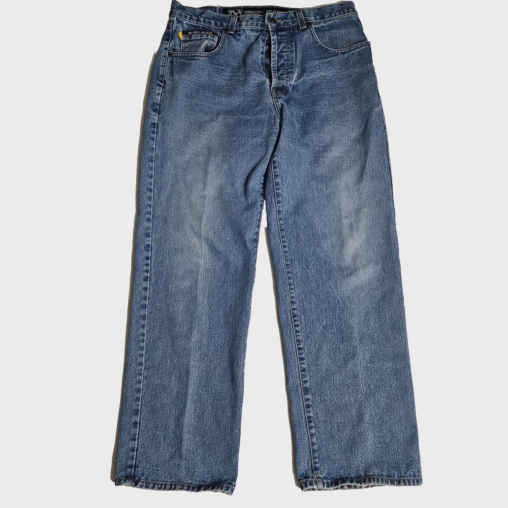 Droors Denim Men's Straight Leg Blue Denim Jeans Size 36x32